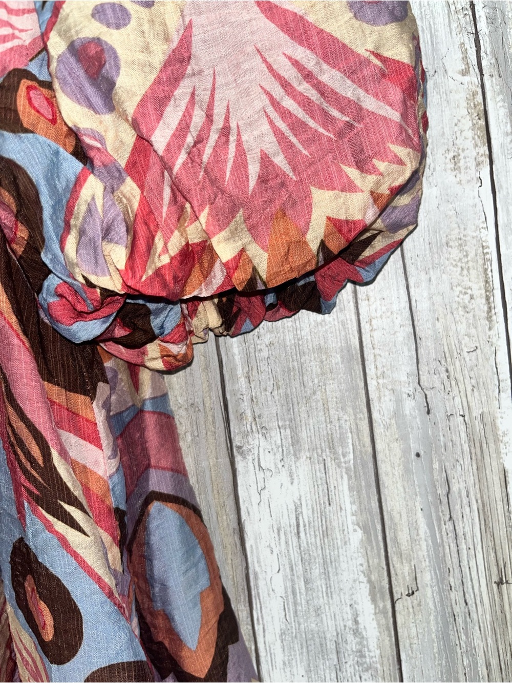 Umgee Boho Off Shoulder Blouse Medium Multicolor Abstract Floral Peasant Top - Picture 4 of 7